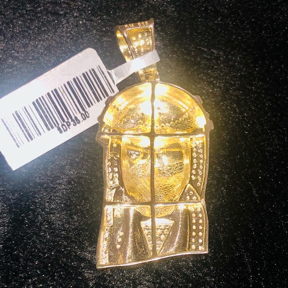 Real diamond Jesus pendant w/10k gold rope chain - Picture 9 of 17